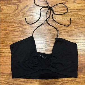 SHEIN Elegant Black Halter Crop Top